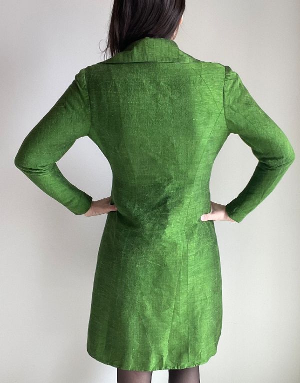green vintage trench coat for women
