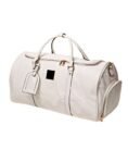 white travel leather duffle bag