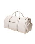 white travel leather duffle bag