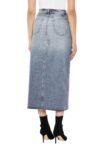 Vintage Wash Front-Slit Denim Skirt with Chic Belt Loops