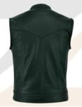 Dark Green Leather Motorcycle Vest