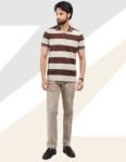 Striped Brown and Beige Polo Shirt