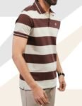 Striped Brown and Beige Polo Shirt