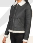 Women’s Black Sheepskin Bomber Jacket