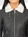 Women’s Black Sheepskin Bomber Jacket