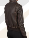 Women’s BrownLeather Bomber Jacket