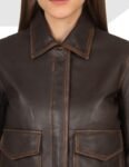 Women’s BrownLeather Bomber Jacket