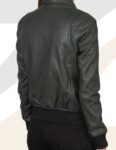 Women’s Green Leather Bomber Jacket