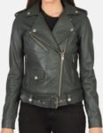 Rebel Biker Green Leather Jacket