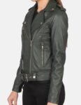 Rebel Biker Green Leather Jacket