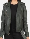 Rebel Biker Green Leather Jacket