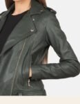 Rebel Biker Green Leather Jacket