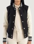 Women’s Savant Black and White Varsity Jacket