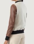 Women’s Savant White and Brown Varsity Jacket